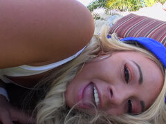 Big assed Katerina Kay plays with dick outdoors