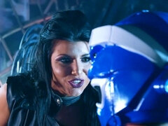 Space witch Romi Rain gets Power Banger's cock deep inside her holes