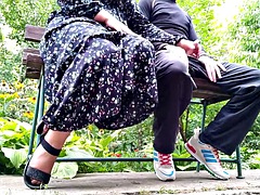 MILF milks a strangers cock with a condom for her cuckold husband