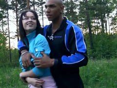 Blondin, Avsugning, Brunett, Grupp, Lesbisk, Utomhus