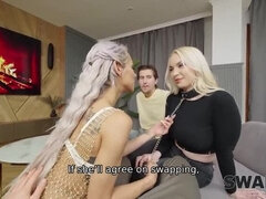 Biseksuel, Blondine, Hanrej, Europærer, Naturlige bryster, Swingers, Kone, Kone byt