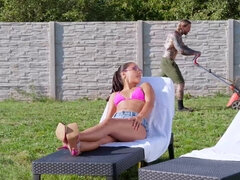 Tattooed man banging Apolonia Lapiedra from behind