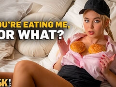 18, ブロンド, 食べ物, ハードコア, Hd, ピグテール, 剃毛, ストッキング