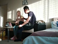 Chinese man having fun with a girl