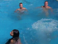 バック, ダブル開発, 家族, グループ, アウトドア, プール, 禁句, タトゥー