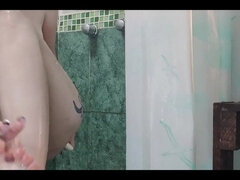 18, 素人, 茶髪の, 小柄, シャワー, 一人, タトゥー, ティーン