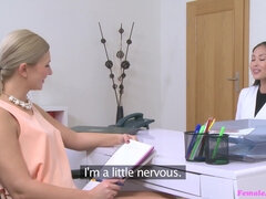 아마추어, 아시안, 레즈비언, 대단히, 사무실, 보지