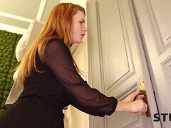 Watch out for the door or you might get trapped: Part two with redhead Katarina Rina and Nick Ross