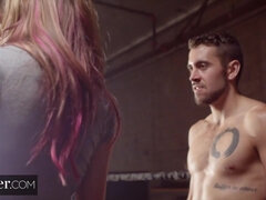 Horny Cutie Haley Reed Spreads her Legs for two Boxers