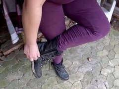 Alistaminen, Paljastelu, Saksalainen, Nöyryytys, Ulkona, Julkinen, Pillu, Läpsäisy