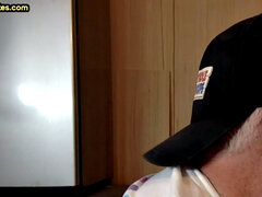 Gloryhole mature gay sucks in closeup homemade BJ.