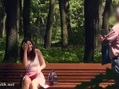 A Not Planned Date. Jeny Smith walking with stranger with mini skirt and no panties