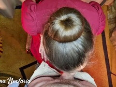 Enthousiasteling, Grote lul, Pijpbeurt, Stel, Sperma in mond, Jurk, Europees, Russisch