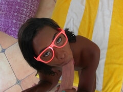 黒人, フェラチオ, イく瞬間, 黒人, 顔射, 眼鏡, ガリガリ, ティーン