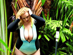 Bbw stor vacker kvinna, Strand, Stora tuttar, Blondin, Indisk, Solo