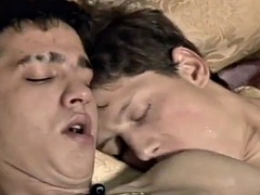 In den arsch, Blasen, Spermaladung, Schwul, Gruppe, Jungendliche (18+), Vintage