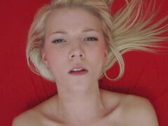 Solo masturbation from blonde teen to orgasm