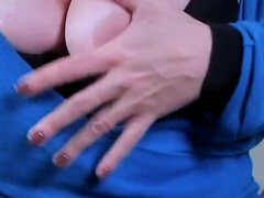 Amatør, Svart, Dildoen, Hunn, Onani, Moden, Naturlige bryster, Strømper