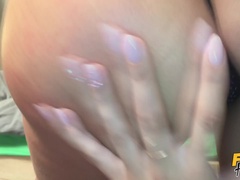 엉덩이, 큰 가슴, 핑거링, 레즈비언, 대단히, 야외의, 보지, 엉덩이 때리기