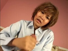 Klädd kvinna naken man, Handjobb, Japansk, Milf, Pov