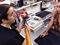 Black pawn shop babe sucks big dick in the office for a discount
