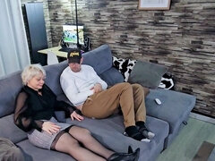 Amatőr, Popó, Szőke, Ondó fröcskölés, Európai, Fehérnemű, Érett koros, Nézőpont