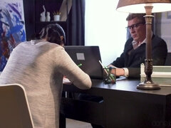 Boquete, Morena, Misto, Escritório, Tranças, Xoxota, Estudante, Professora