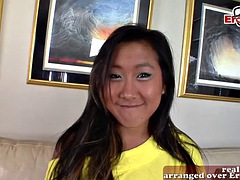 Enthousiasteling, Aziatisch, Bruinharig, Universiteit, Koreaans, Slet, Student, Tieten likken