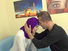 Beauty in a purple hijab Jessica Bell fucked by a hard penis