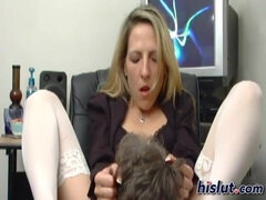 Mature blond hair babe boss woman: hottest EPIC reaction to having her snatch licked! - Marie madison