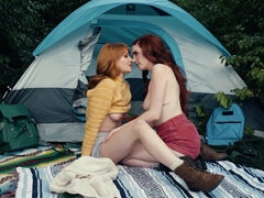 Lacy Lennon and Aria Carson licking all over the camping site