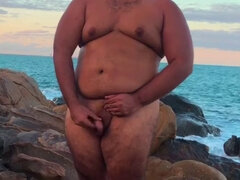 Gay Amateur Chubby gay goes to the beach to jerk off and show off his ass