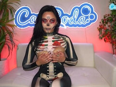 デカパイ, 女, Hd, ラティーナ, オナニー, オーガズム, 一人, ウェブカメラ