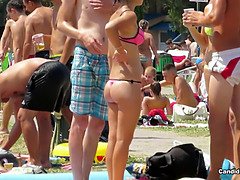 Sexy Topless Teens Showering At The Beach
