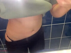 Amelia Queen Peeing in Public Toilet - Close-Up POV Golden Shower Compilation