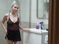 18yo teen Daisy Darling gets wet solo in shower and masturbates