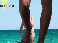 Pláž, Bikini, Obrovský, Milf  mčbp, Nahé, Nudistkou, Na verejnosti, Kozičky