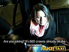 Young Czech barmaid gives a sloppy BJ in fake taxi POV