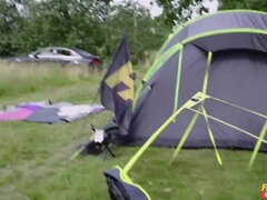 Festival Girls fucked in the campsite Indian British MILF teen threesome