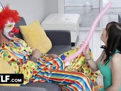 Mylf - Gorgeous MILF Gets Frustrated by Tardy Clown and Mounts His Cock