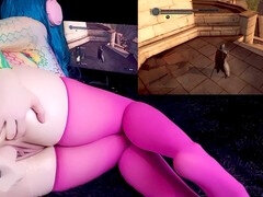 Newbie with a massive booty gets busy with a big dildo in a wild gaming contest