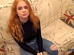 Watch this redheaded minx pay her debt with rough sex