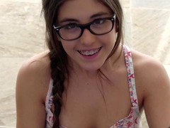 Sweet looking teenage honey gets nailed by a porn stud so well