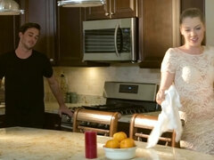 Teenage couple satisfy another kind of hunger in kitchen