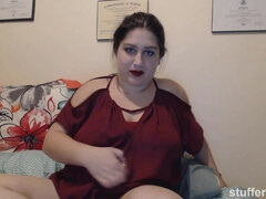 Eating all the Christmas candy! - Teen fatty on webcam in food fetish solo