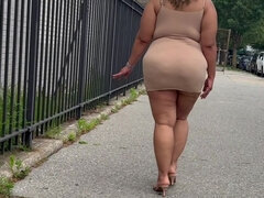 Boricua Mami - Thick Legs - Fat Ass - Mini Skirt - High Heels Stilettos - Walking-slow Motion-erotic - Sensual