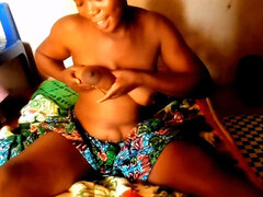 Africain, Amateur, Noire, Mamelons, Nue, Solo