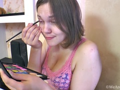 Clarissa puts on her makeup and then masturbates