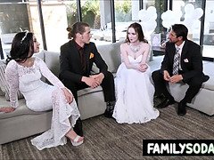Stepdads ravage virgin stepdaughters in taboo wedding orgy