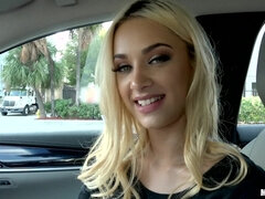 Shoplifting Rebel Fucks On The Run - Blonde Uma Jolie Flirting with her Driver in the Car